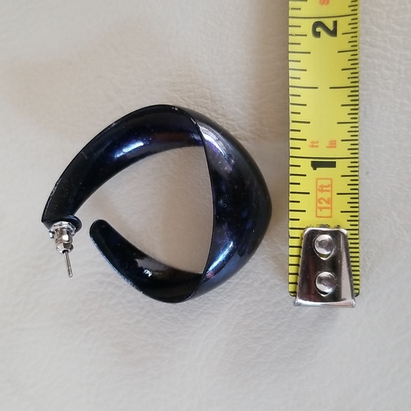 Vintage 1960s Pop Art Black Splatter Enamel Hoop Style Earrings - Picture 16 of 16